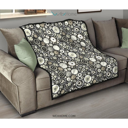 Gear Pattern Print Design 02 Premium Quilt