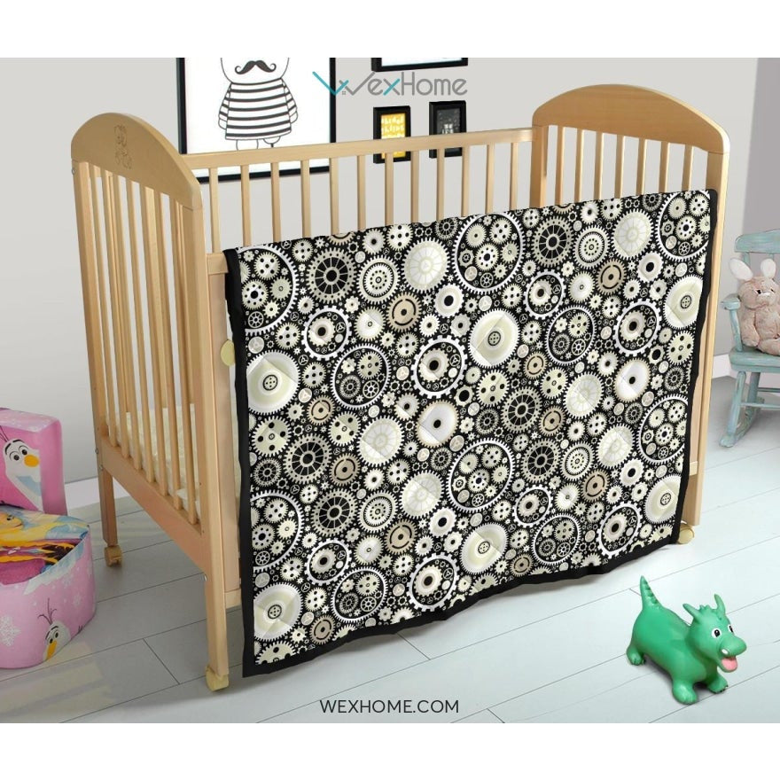 Gear Pattern Print Design 02 Premium Quilt