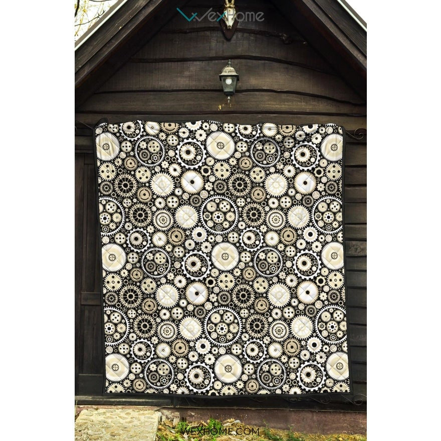 Gear Pattern Print Design 02 Premium Quilt