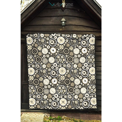 Gear Pattern Print Design 02 Premium Quilt