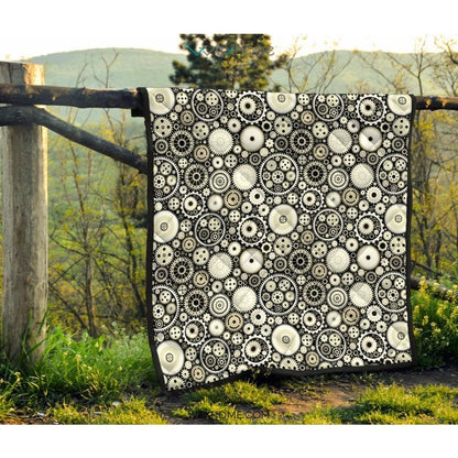 Gear Pattern Print Design 02 Premium Quilt