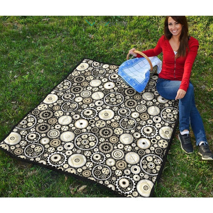 Gear Pattern Print Design 02 Premium Quilt