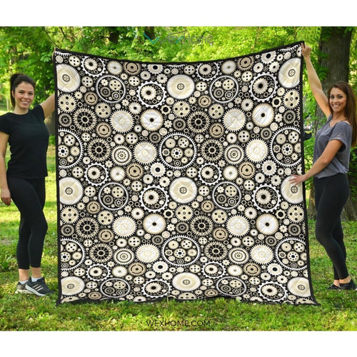 Gear Pattern Print Design 02 Premium Quilt