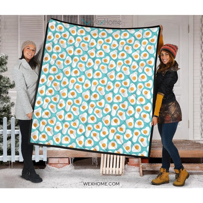 Fried Eggs Pattern Print Design 04 Premium Quilt