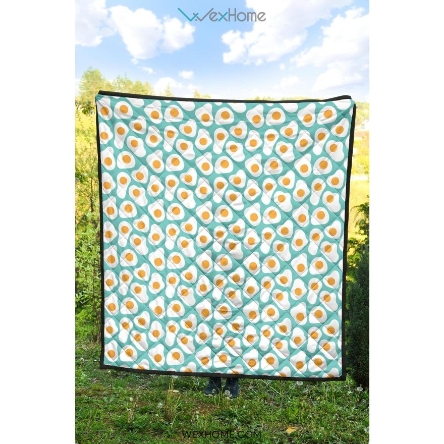 Fried Eggs Pattern Print Design 04 Premium Quilt
