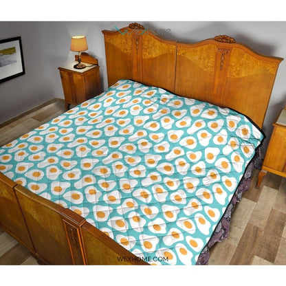 Fried Eggs Pattern Print Design 04 Premium Quilt
