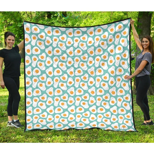 Fried Eggs Pattern Print Design 04 Premium Quilt