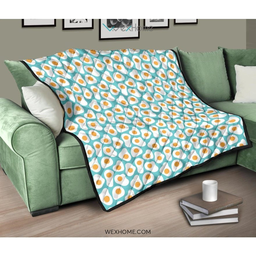 Fried Eggs Pattern Print Design 04 Premium Quilt