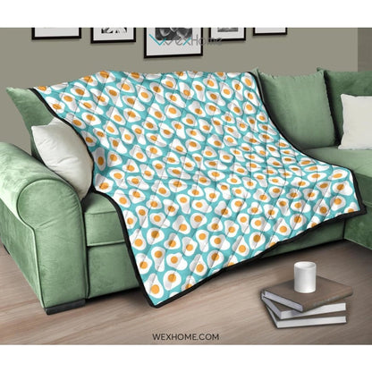 Fried Eggs Pattern Print Design 04 Premium Quilt