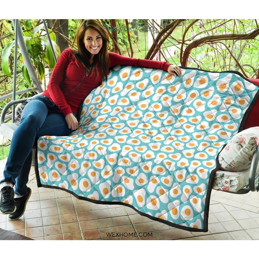 Fried Eggs Pattern Print Design 04 Premium Quilt