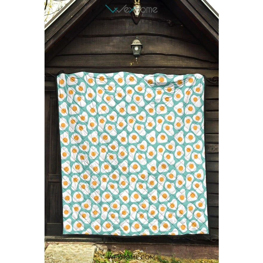 Fried Eggs Pattern Print Design 04 Premium Quilt