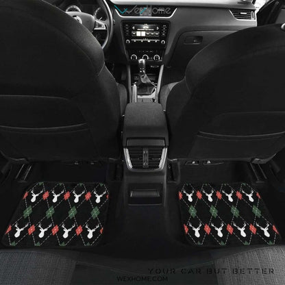 Deer Christmas New Year Pattern Argyle Front And Back Car Mats  Best Car Gift 2021