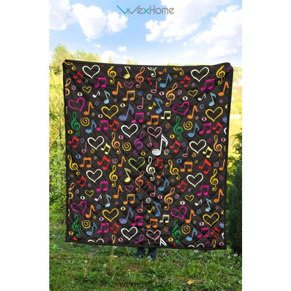 Music Notes Pattern Print Design 02 Premium Quilt