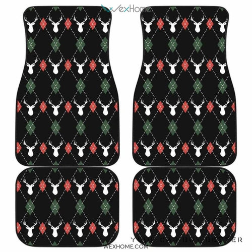 Deer Christmas New Year Pattern Argyle Front And Back Car Mats  Best Car Gift 2021