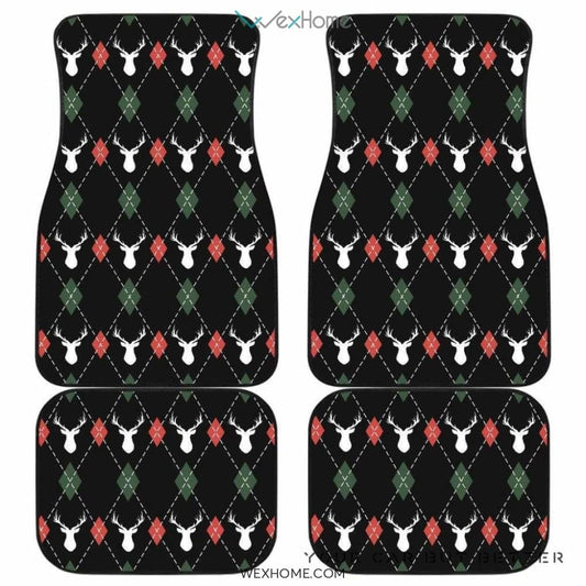 Deer Christmas New Year Pattern Argyle Front And Back Car Mats  Best Car Gift 2021