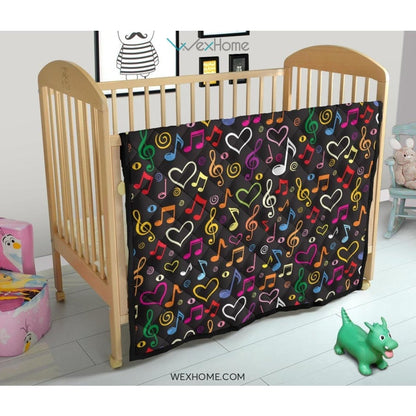 Music Notes Pattern Print Design 02 Premium Quilt