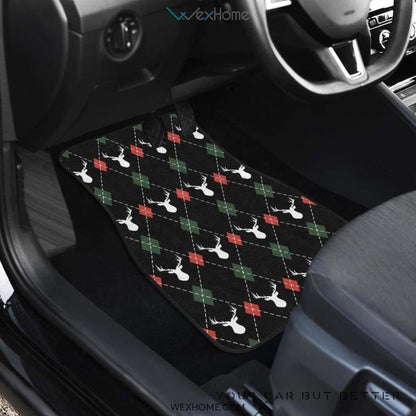 Deer Christmas New Year Pattern Argyle Front And Back Car Mats  Best Car Gift 2021
