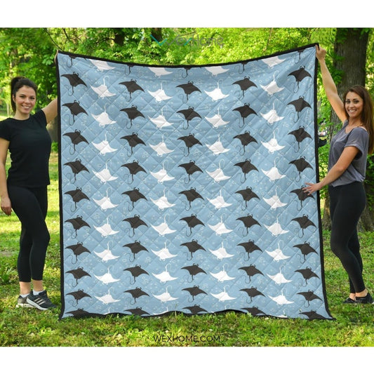 Stingray Pattern Print Design 03 Premium Quilt
