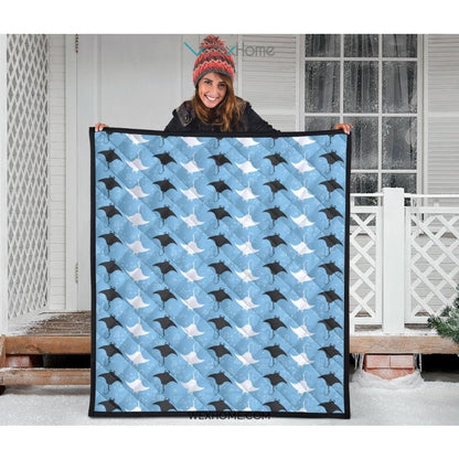 Stingray Pattern Print Design 03 Premium Quilt