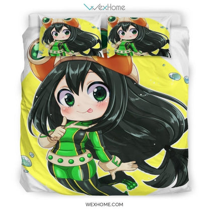 Tsuyu Chibi Bedding Set - duvet cover and pillowcase set - Unique Design Amazing Gift