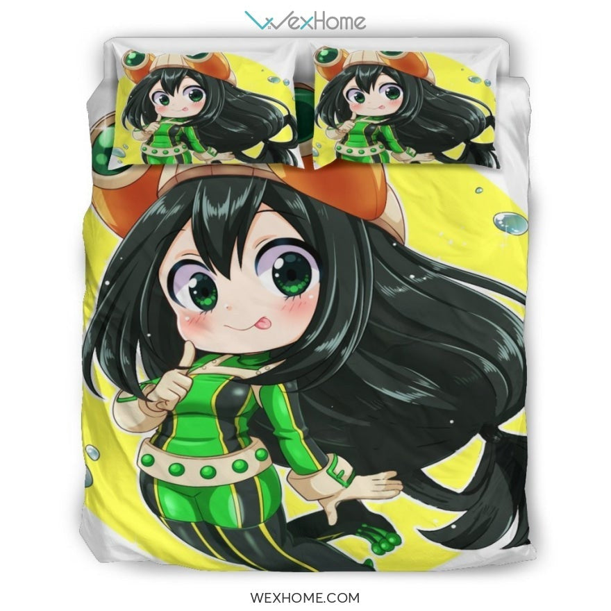 Tsuyu Chibi Bedding Set - duvet cover and pillowcase set - Unique Design Amazing Gift