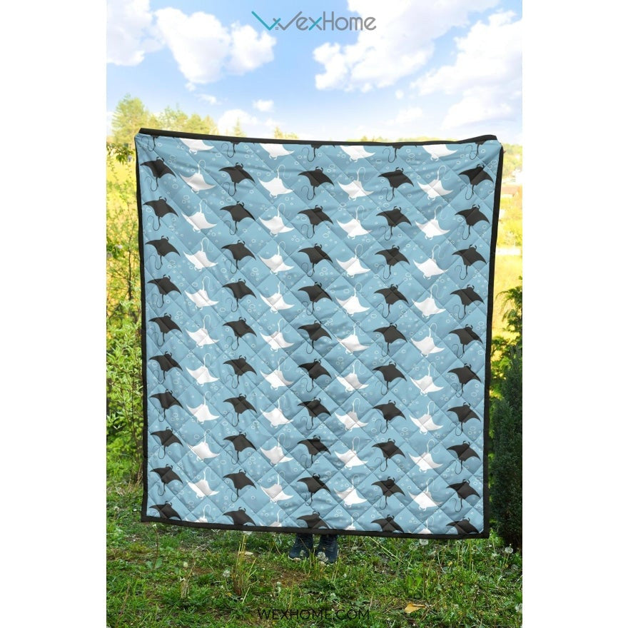 Stingray Pattern Print Design 03 Premium Quilt