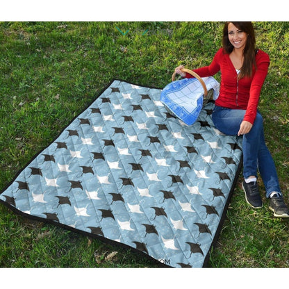 Stingray Pattern Print Design 03 Premium Quilt