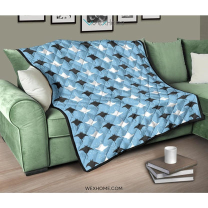 Stingray Pattern Print Design 03 Premium Quilt