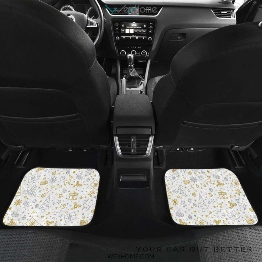 Christmas Tree Christmas Element Silver Gold Pattern Front And Back Car Mats  Best Car Gift 2021