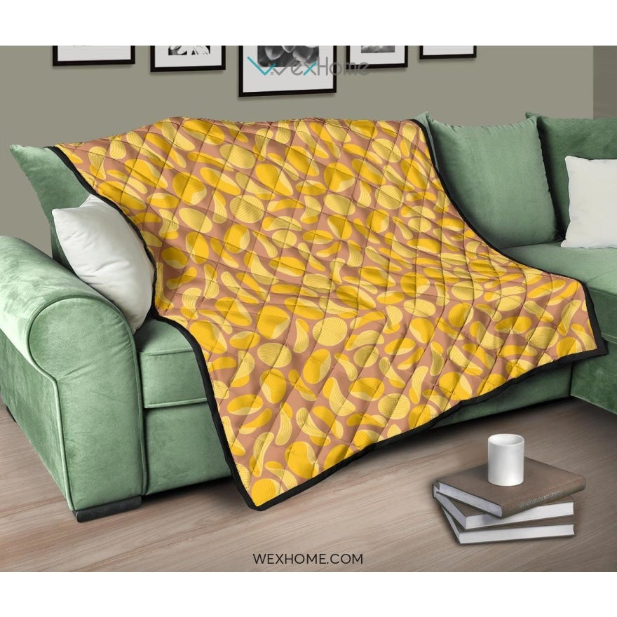 Potato Chips Pattern Print Design 01 Premium Quilt