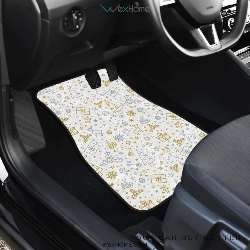 Christmas Tree Christmas Element Silver Gold Pattern Front And Back Car Mats  Best Car Gift 2021