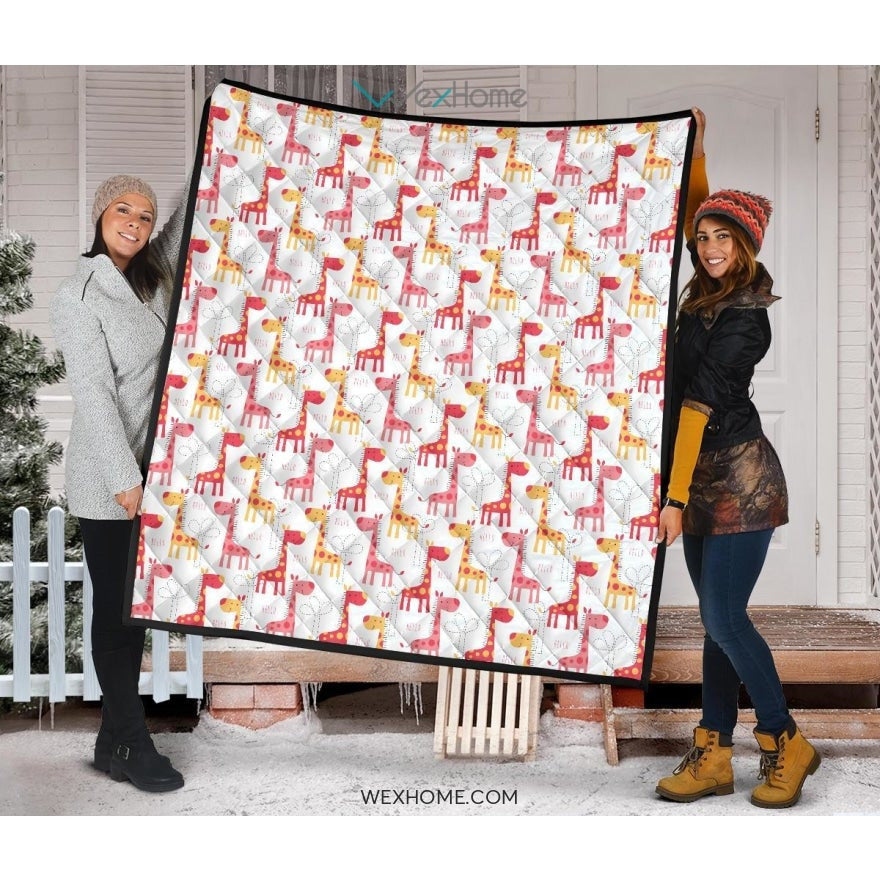 Giraffe Pattern Print Design 03 Premium Quilt