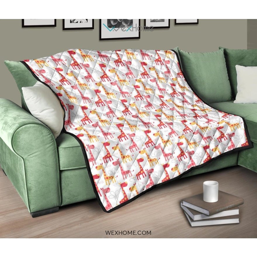 Giraffe Pattern Print Design 03 Premium Quilt