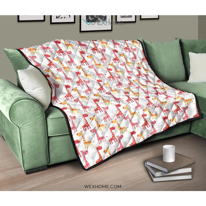 Giraffe Pattern Print Design 03 Premium Quilt