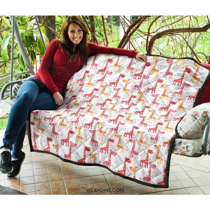 Giraffe Pattern Print Design 03 Premium Quilt