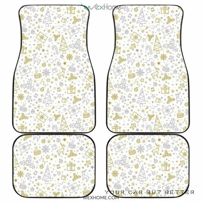 Christmas Tree Christmas Element Silver Gold Pattern Front And Back Car Mats  Best Car Gift 2021