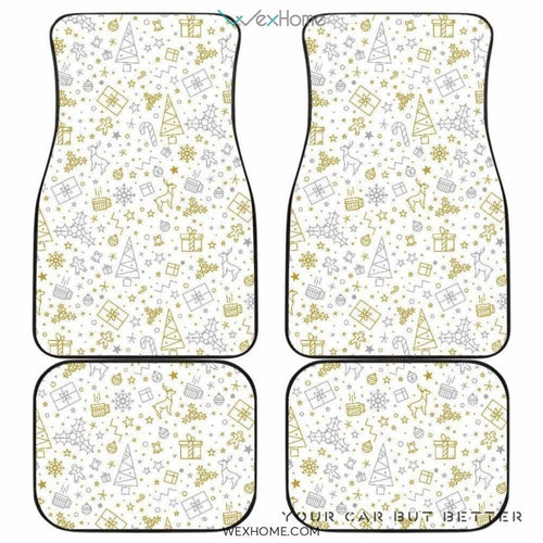 Christmas Tree Christmas Element Silver Gold Pattern Front And Back Car Mats  Best Car Gift 2021