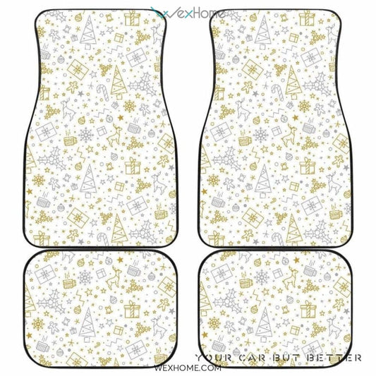 Christmas Tree Christmas Element Silver Gold Pattern Front And Back Car Mats  Best Car Gift 2021