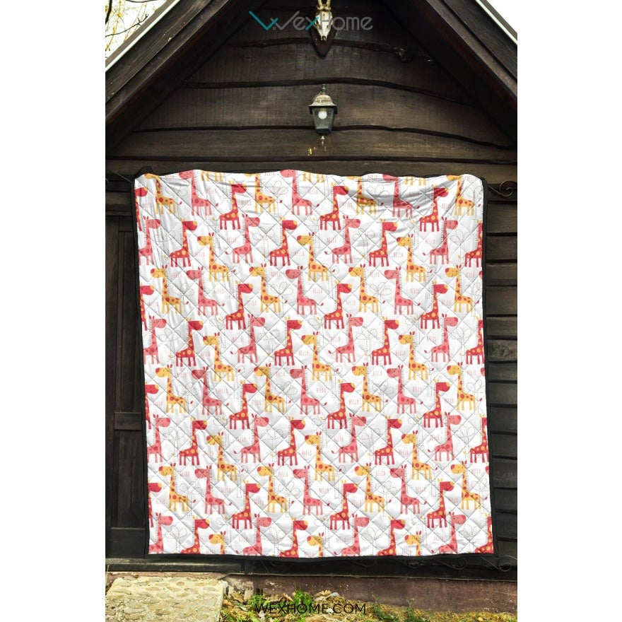 Giraffe Pattern Print Design 03 Premium Quilt
