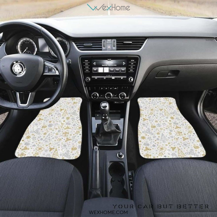 Christmas Tree Christmas Element Silver Gold Pattern Front And Back Car Mats  Best Car Gift 2021