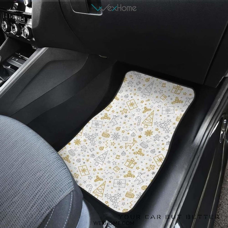 Christmas Tree Christmas Element Silver Gold Pattern Front And Back Car Mats  Best Car Gift 2021