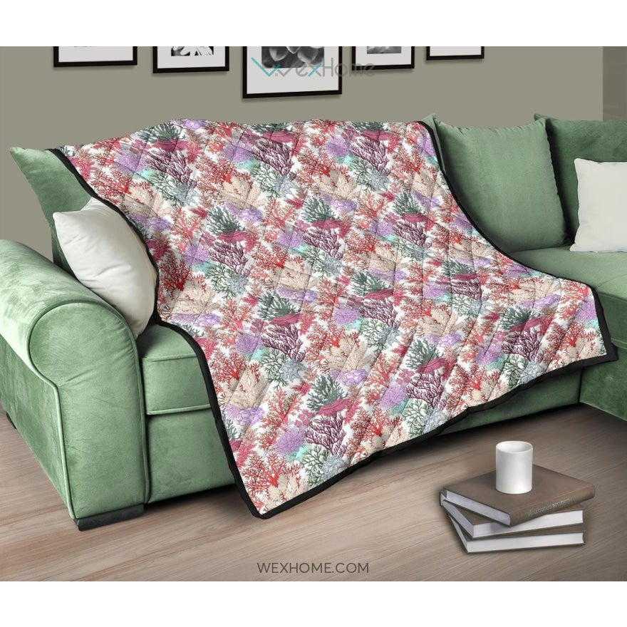 Coral Reef Pattern Print Design 03 Premium Quilt