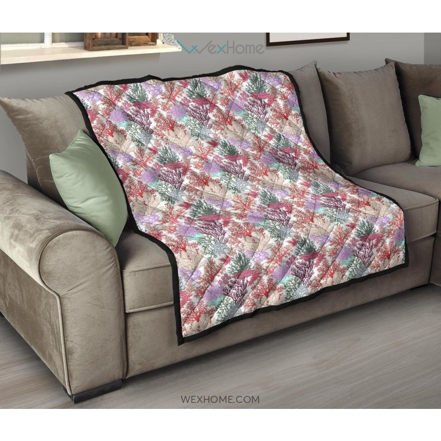 Coral Reef Pattern Print Design 03 Premium Quilt