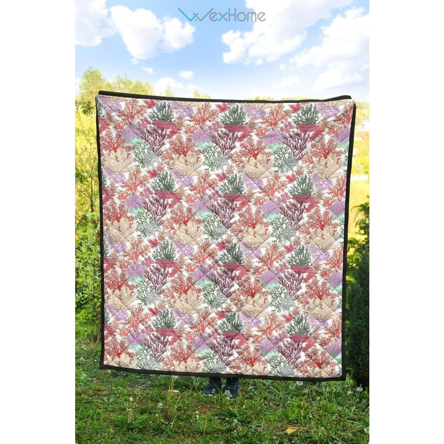 Coral Reef Pattern Print Design 03 Premium Quilt