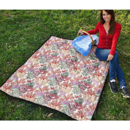Coral Reef Pattern Print Design 03 Premium Quilt