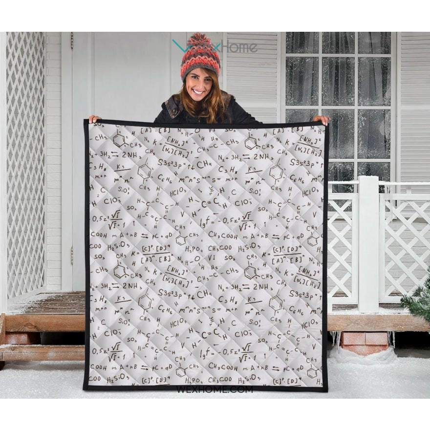 Chemistry Periodic Table Pattern Print Design 04 Premium Quilt
