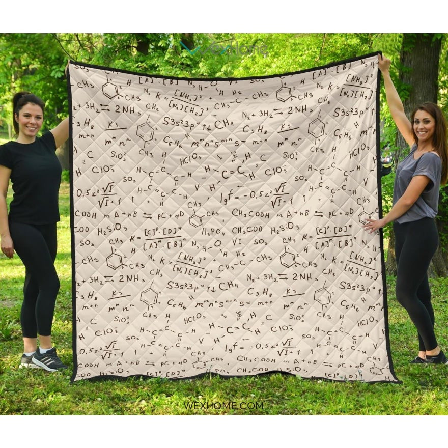 Chemistry Periodic Table Pattern Print Design 04 Premium Quilt