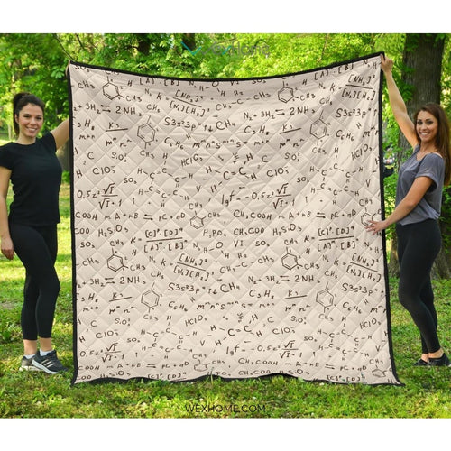 Chemistry Periodic Table Pattern Print Design 04 Premium Quilt