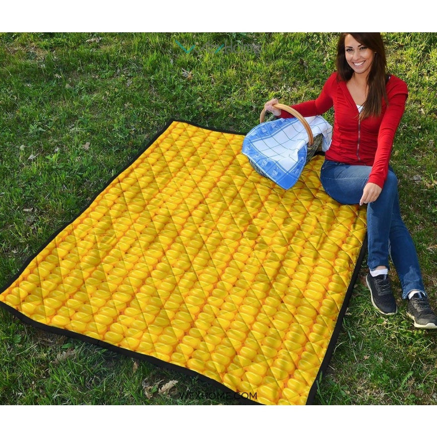 Corn Pattern Print Design 04 Premium Quilt