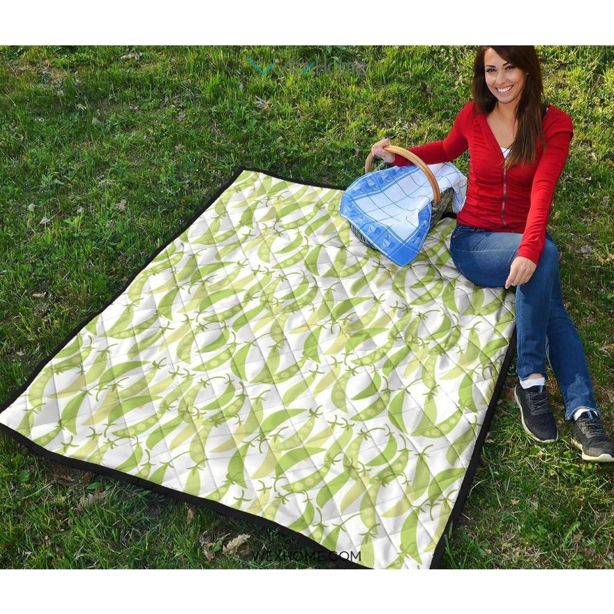 Green Peas Pattern Print Design 03 Premium Quilt
